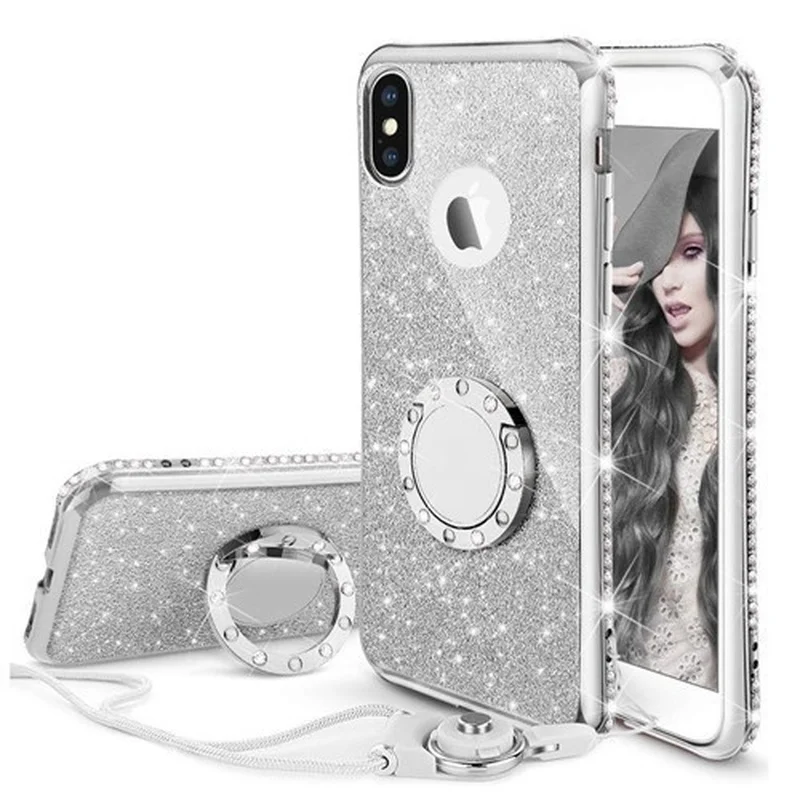 Shiny Glitter Phone Case for Xiaomi Redmi Note 10 9 S 8 Pro Max 9C Mi 11 Lite 10T Poco X3 Pro NFC Bling Stand Holder Coque Cover