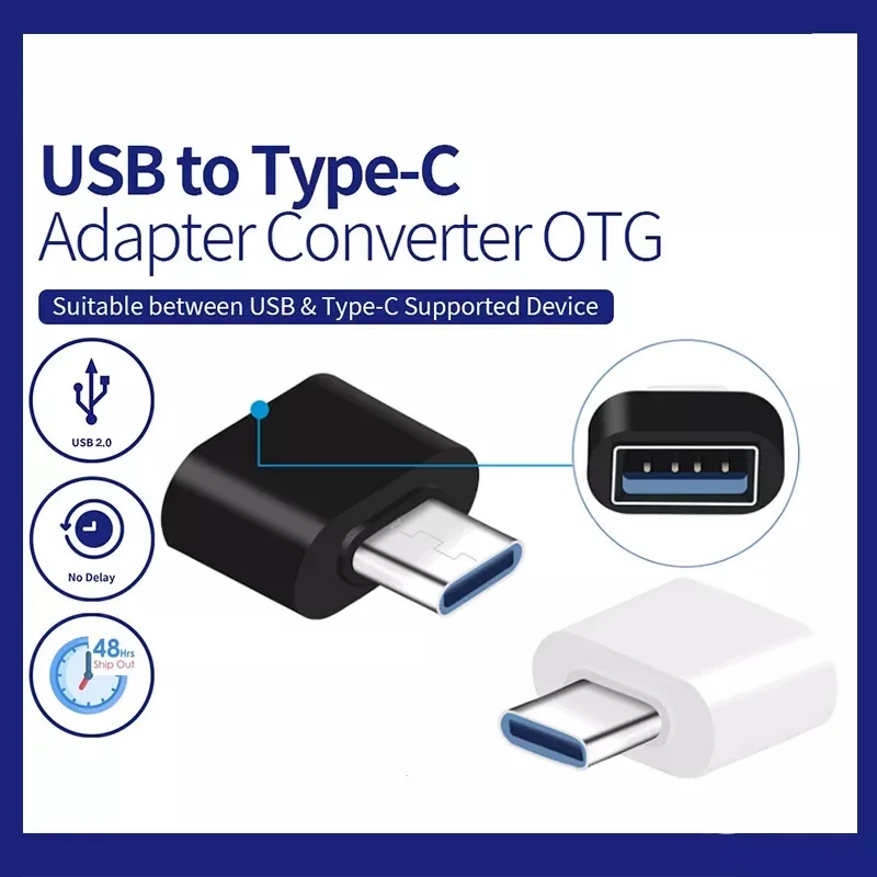 Переходник с Mini USB на Type C USB 2,0 OTG, 2 шт.