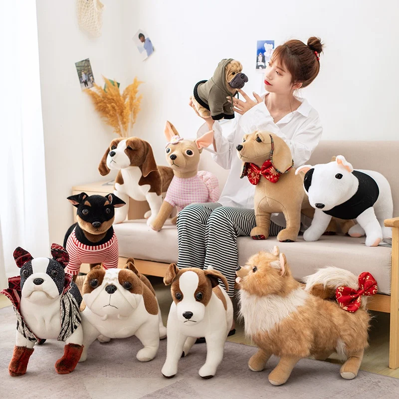 Simulation Dog Plush Toy Cartoon Stuffed Animals Golden Retriever Chihuahua Puppy Plushies Doll Anime Soft Kids Toys Home Decor