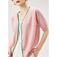 high quality design summer cropped cardigan puff sleeve high street knit short sleeve dropshipping kimono cardigan sweater
