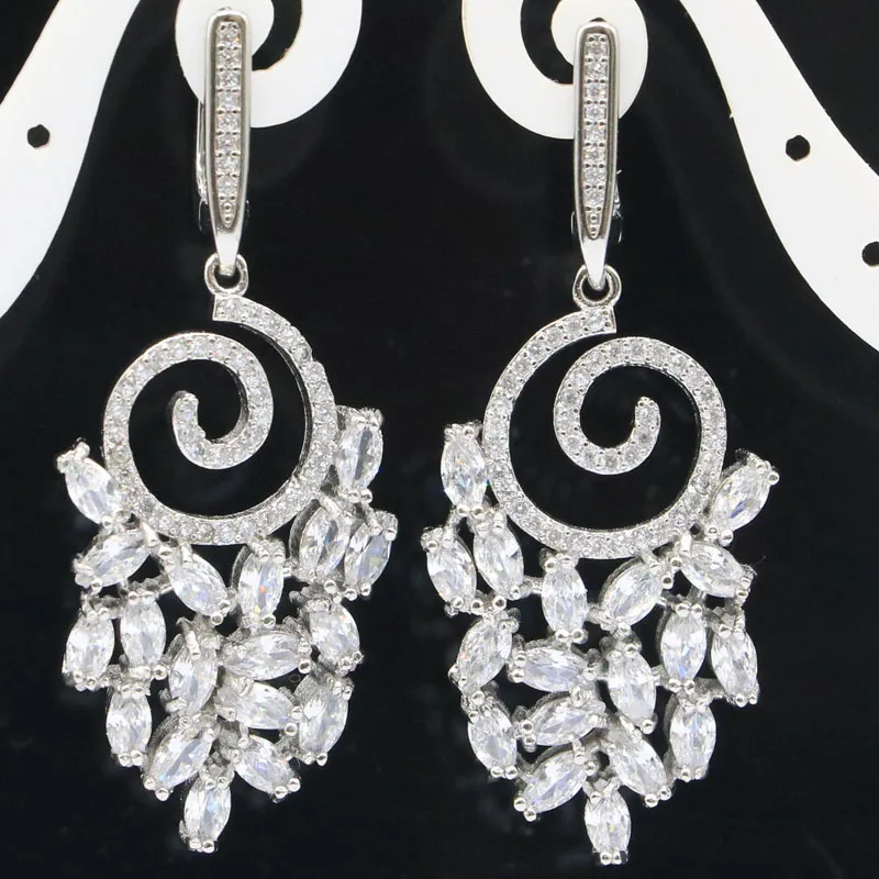 

Серьги женские из серебра 925 пробы с белым сапфиром, 0 мм