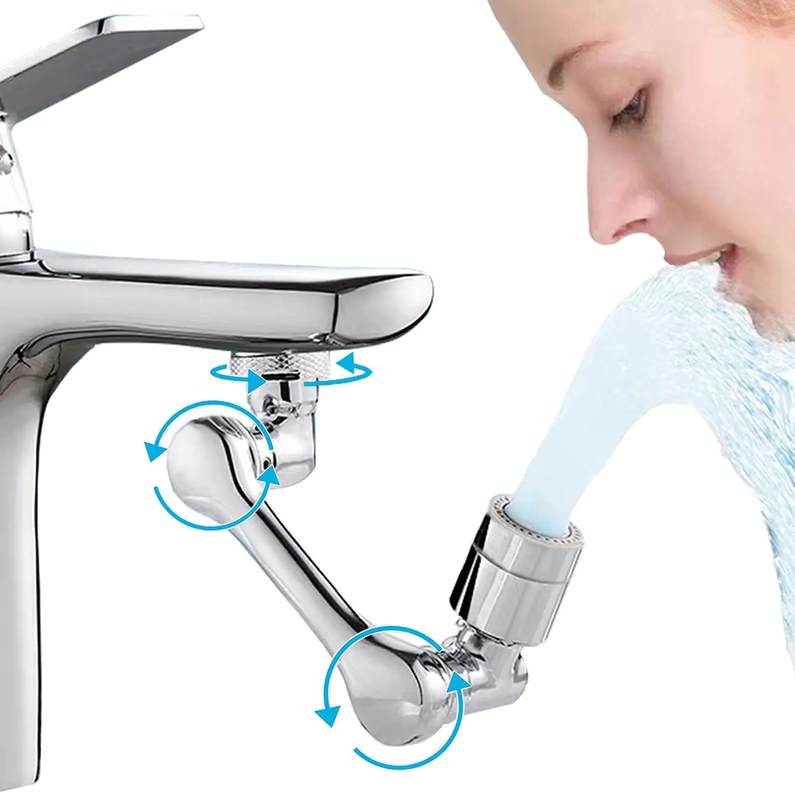 

Bathroom robotic arm universal faucet washbasin aluminum alloy multi-function 1080-degree rotating bathroom anti-splash wash