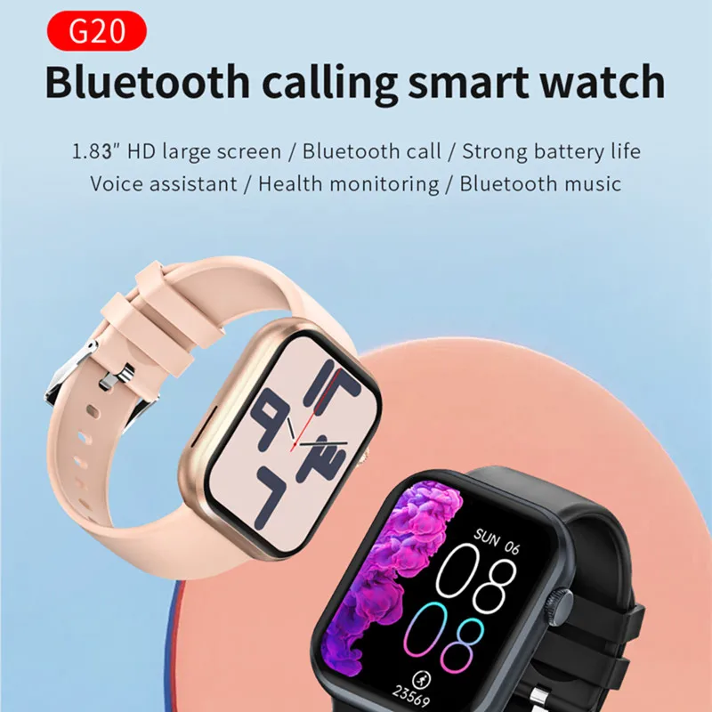 Smart Watch G20 1.83 Inch Big Screen BT Call Heart Rate Monitor Sport Fitness Tracker Men Women Smartwatch
