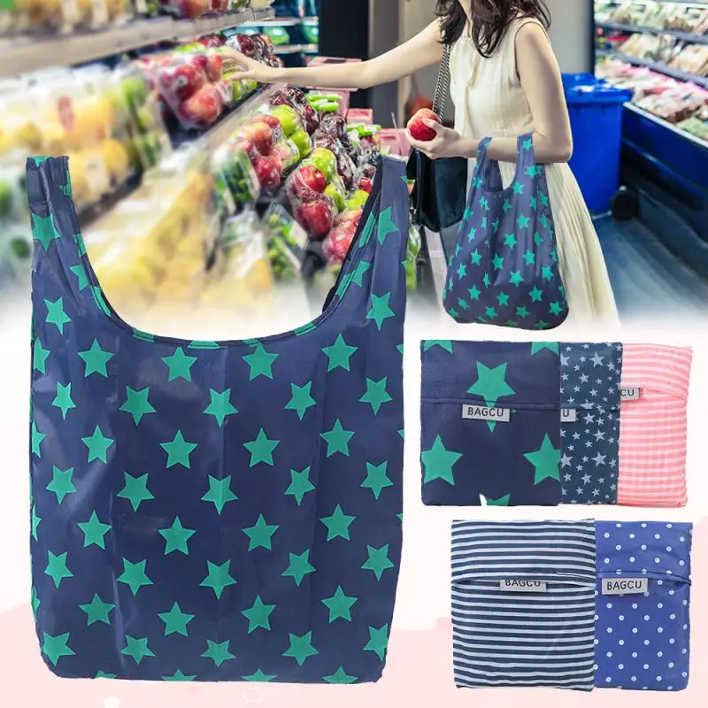 

1pc Shopping Bag Eco-friendly Bag Hand Shoulder Grocery Bags Shoulder Market Bags Reusable Foldable Supermarket Shop Bags
