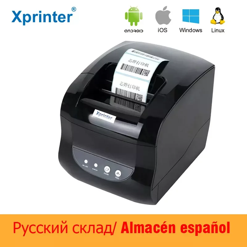 

Xprinter Thermal Label Printer Barcode Sticker USB Bluetooth Printers Print 20mm-80mm 365B 370B DT325B for Android iOS Windows