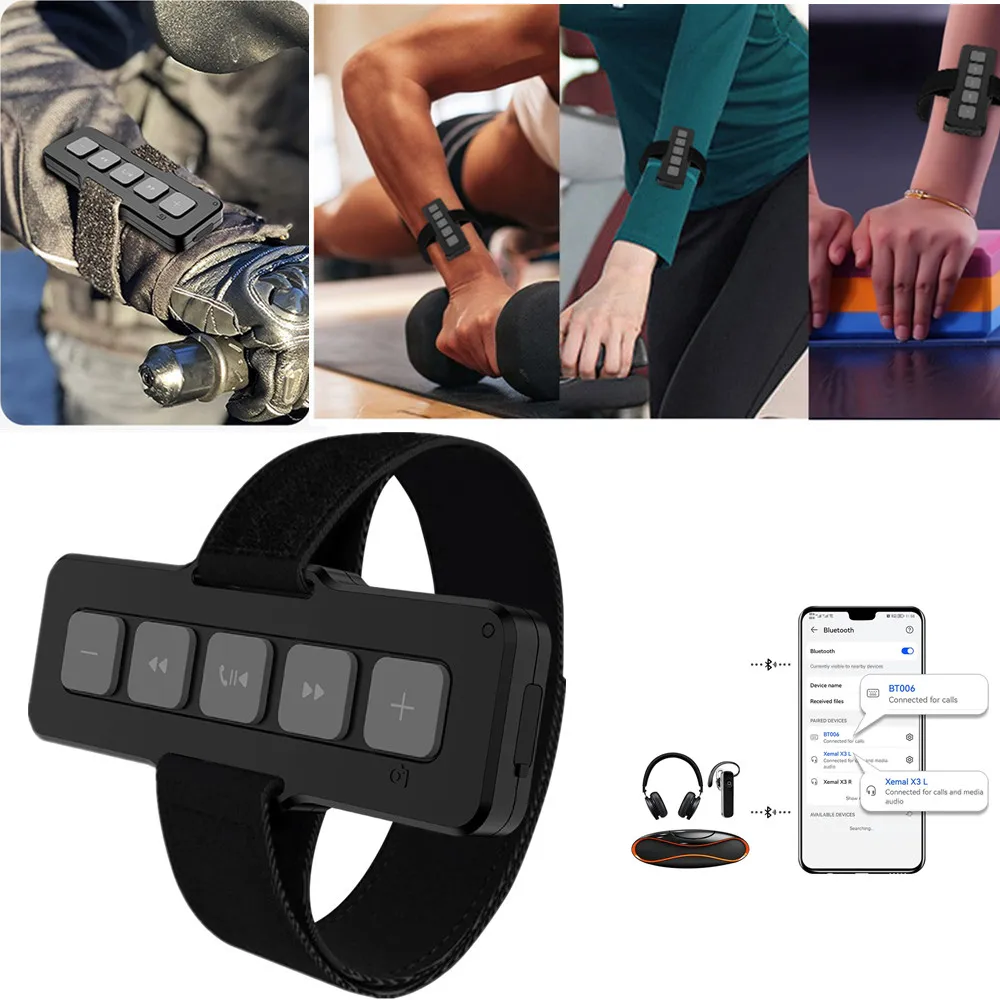 

Motorcycle Bluetooth Remote Controller Mobile Phone Music and Calling Remote Control Photo Function Bike Gym Outdoor Sport Use