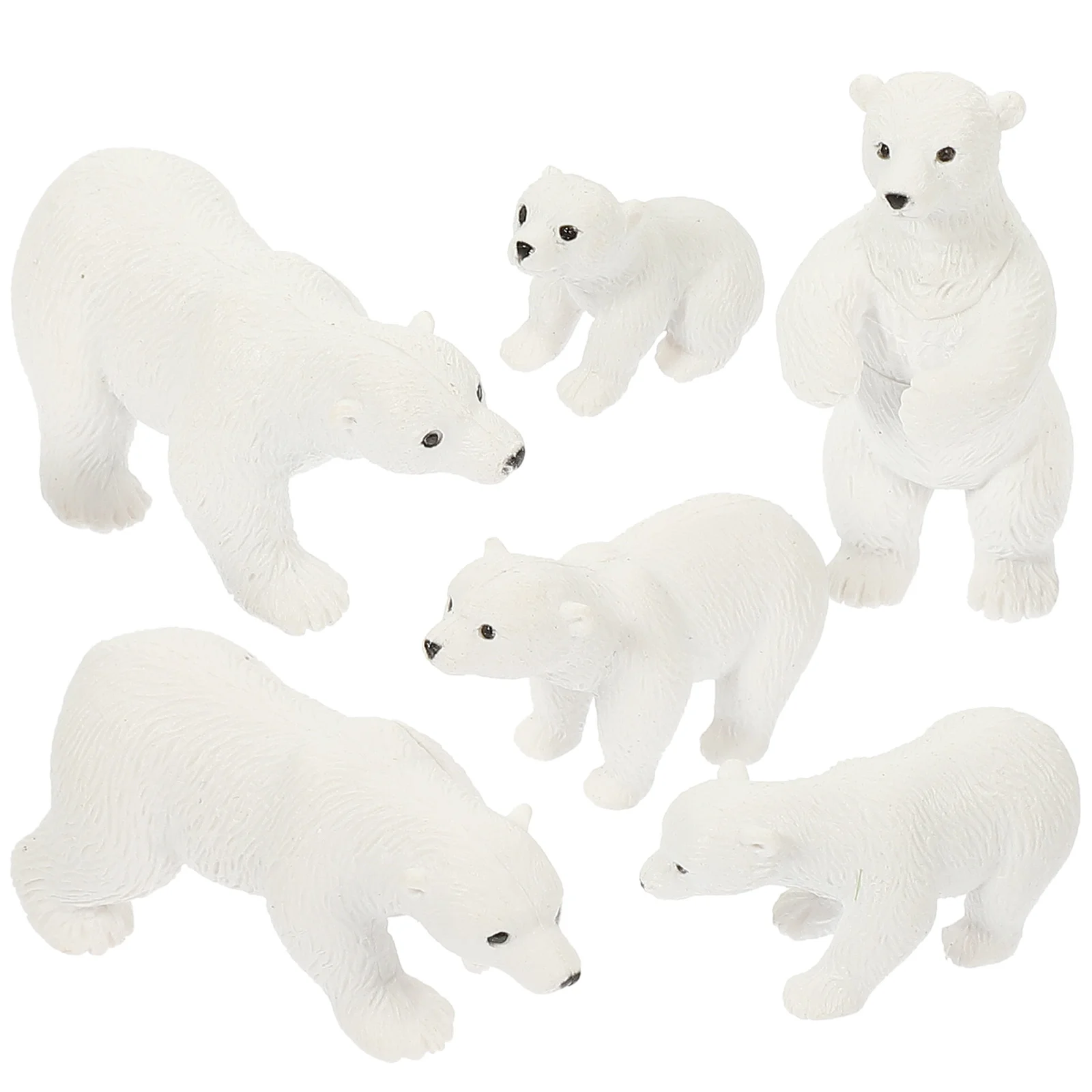 

6 Pcs Mini Resin Animals Polar Bear Micro Landscape Courtyard Decoration Model White Garden Ornament Figurine Statues