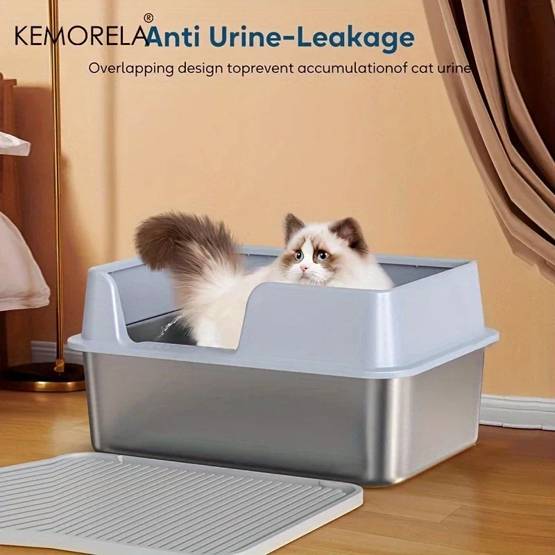 Большой ящик для кошачьего туалета из нержавеющей стали Открытый кошачий туалет
