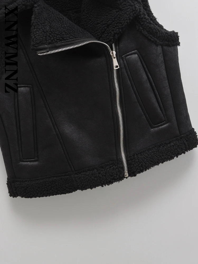 XNWMNZ женский 2024 новинка осени/зимы модный однотонный топ без рукавов с отложным