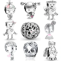 pendants diy beads bracelet pandora charms silver plated for jewelry making accessories women robot skull angel girl boy couple