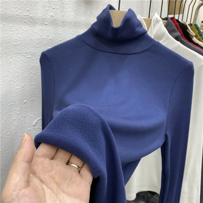 

2021 Winter T Shirt Women Elasticity Oversized T-Shirt Woman Clothes Female Tops Long sleeve Women's tube top knit Canale