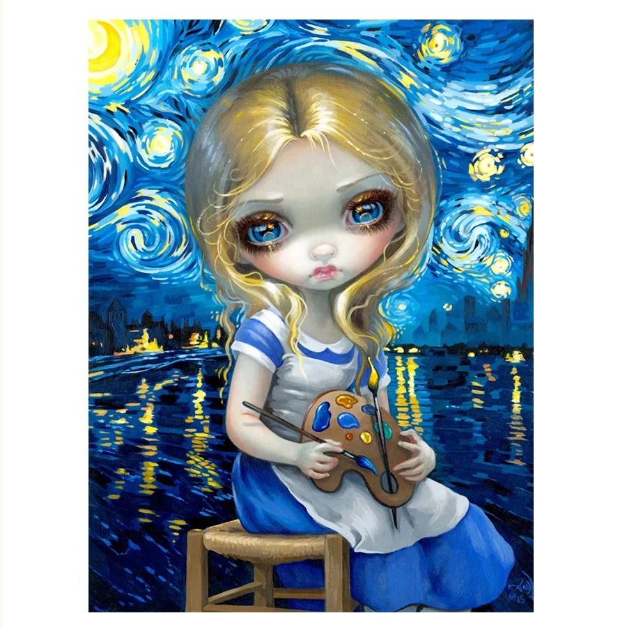

Алмазная живопись «сделай сам» Алиса в фургоге ночное время, вышивка, пейзаж, Набор для вышивки крестиком, Алмазная мозаика, картина из страз