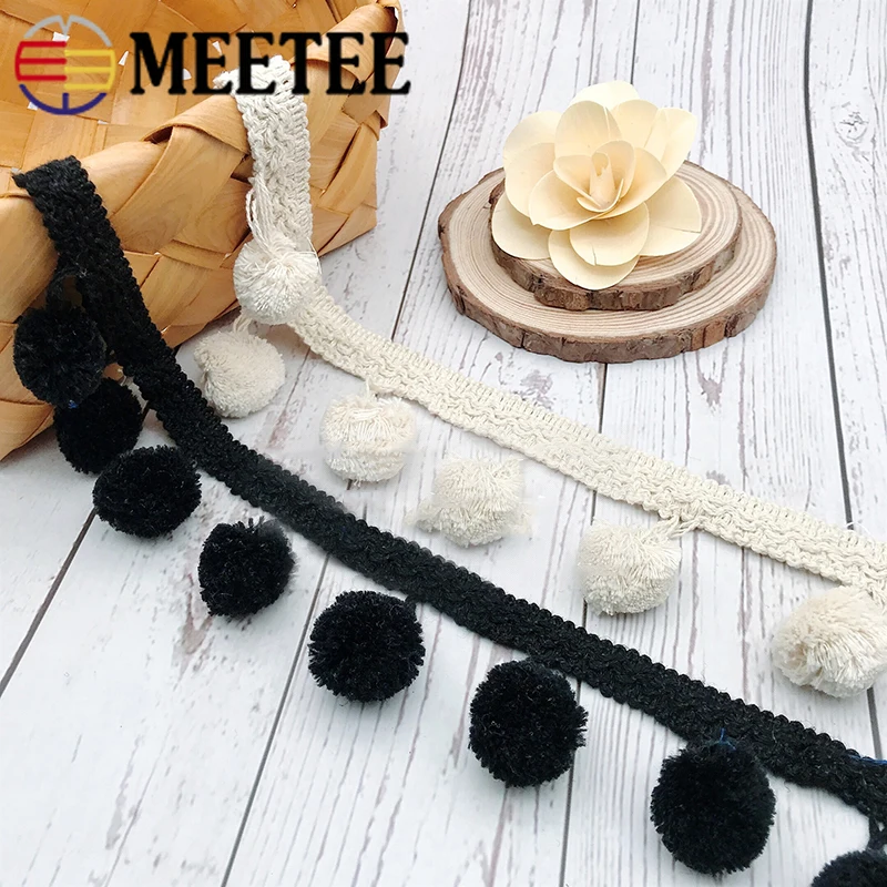 

1/2Yards Meetee 5.5/6.5cm Fluffy Ball Lace Fabric Wave Ribbon Trim for Hometextile Curtain Decor DIY Craft Cloth Sewing Material
