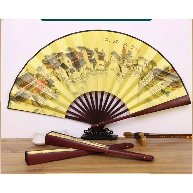 

Мужской веер из искусственного Красного Шелка, 10 дюймов