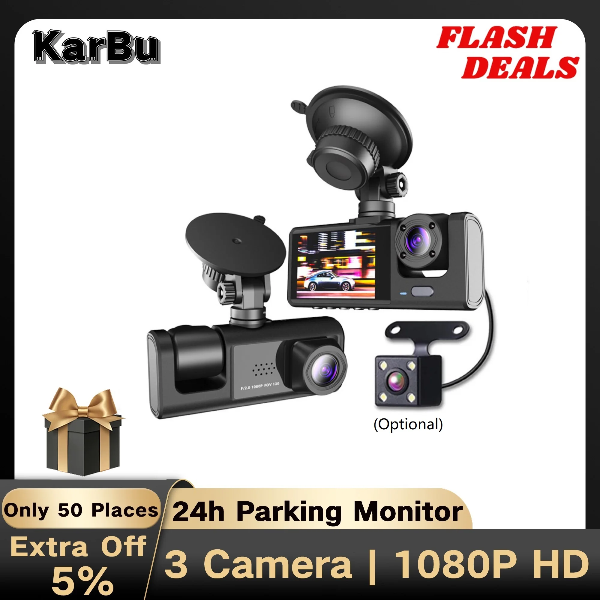 

Dash Cam for Car Camera 1080P HD Dashcam 24h Parking Monitor Dvr Para Coche Front and Rear 3 Dvrs Kamera Samochodowa Rejestrator