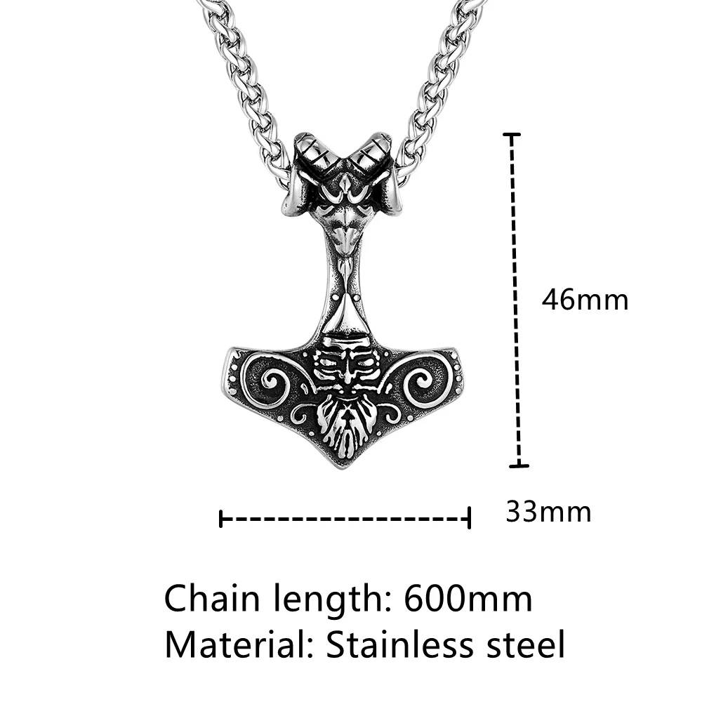 Ожерелья в стиле панк с козьей головой подвеска виде молота амулет из