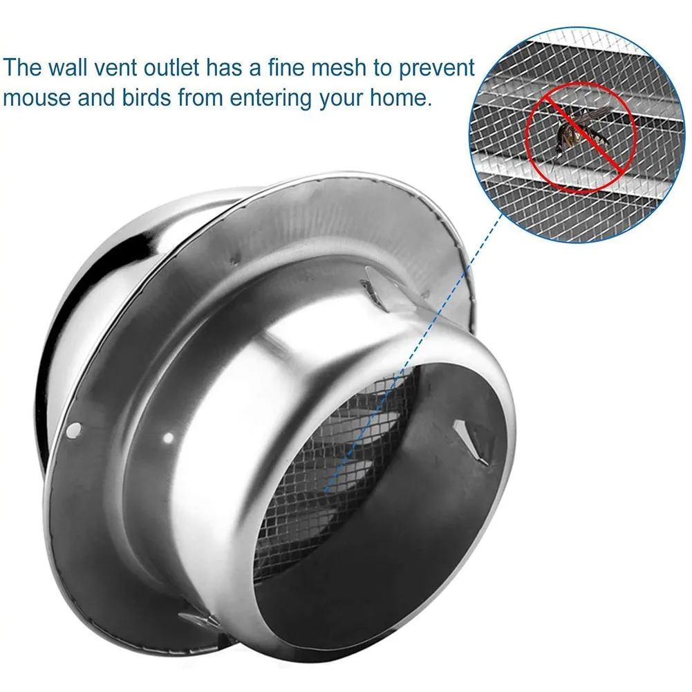

Stainless Steel Round Brushed Bull Nosed External Extractor Wall Vent Outlet Ceiling Air Vent Ducting Ventilation Grille Cover