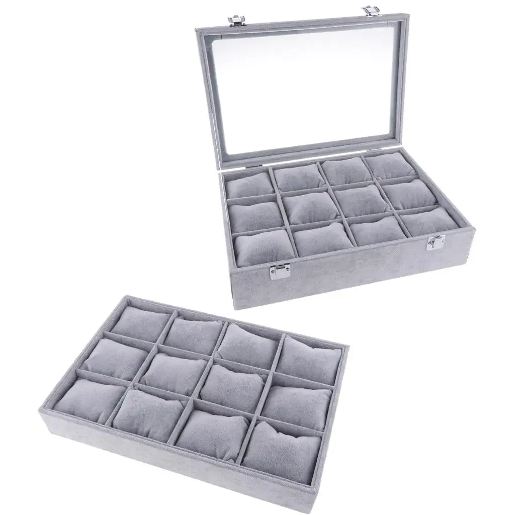 

12 Cushion Compartment Jewelry Showcase Display Organizer Box