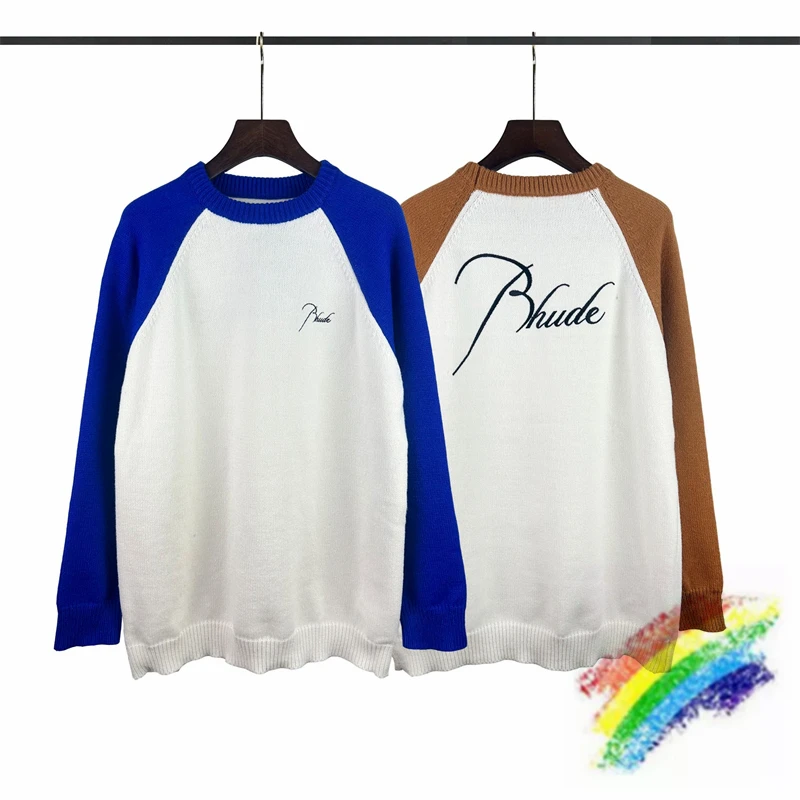 

Свитер с вышивкой и логотипом ревеня для мужчин и женщин, Свитшот в стиле оверсайз с рукавом реглан в стиле пэчворк, 1:1, лучшее качество