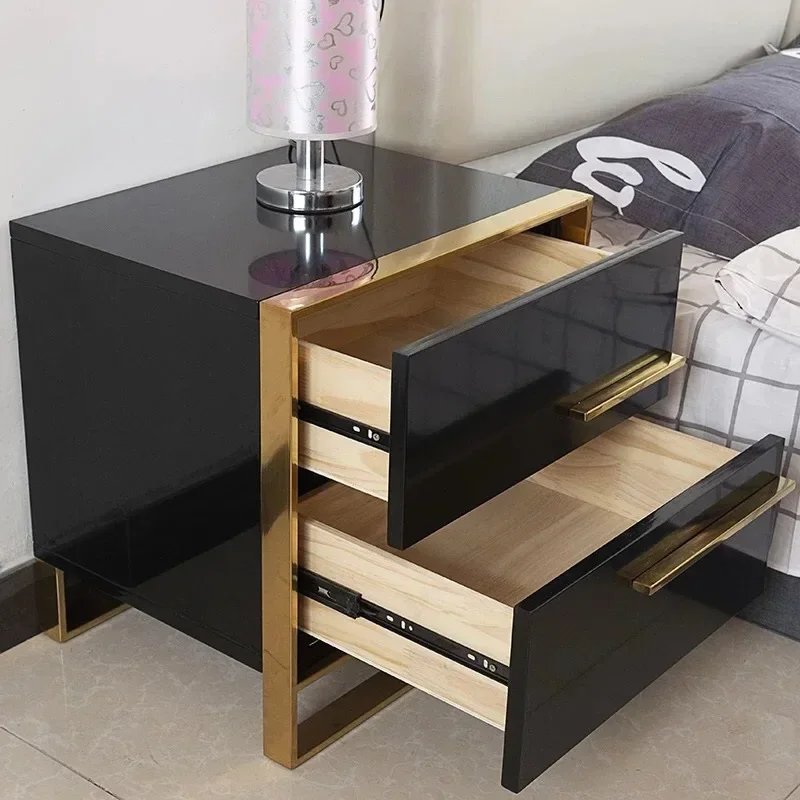 Современный черный/белый стол для спальни роскошная прикроватная тумбочка шкаф