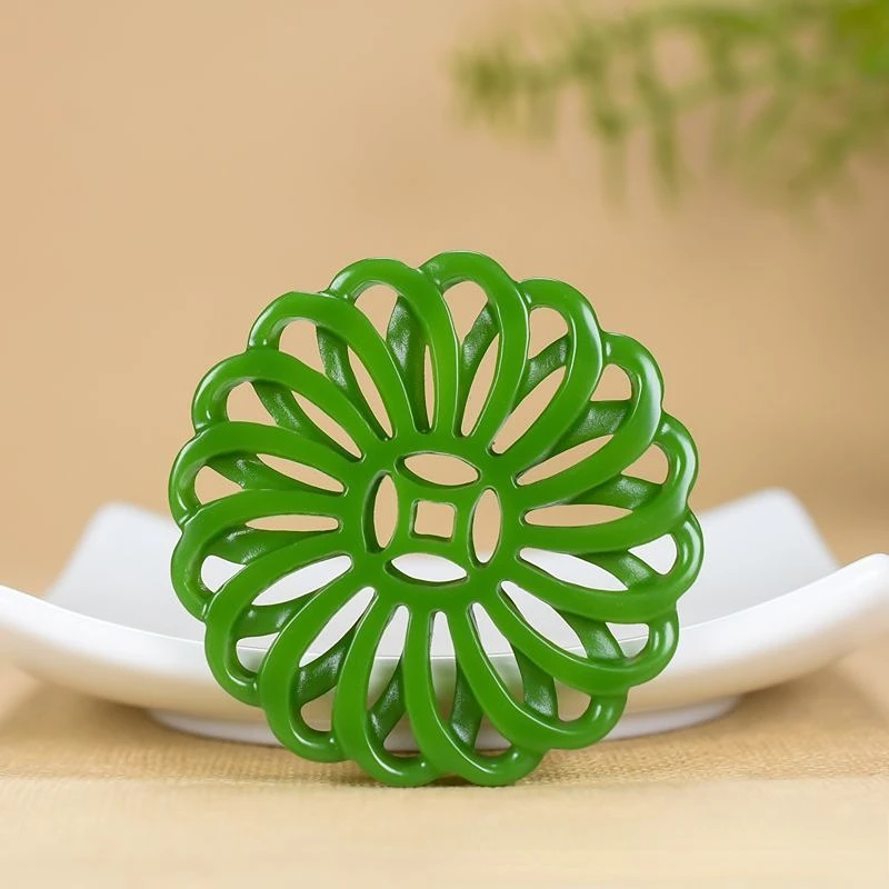 

Green Jade Windmill Pendant Necklace Natural Jadeite Double-sided Hollow Carved Chinese Fashion Charm Jewelry Amulet Gifts Women