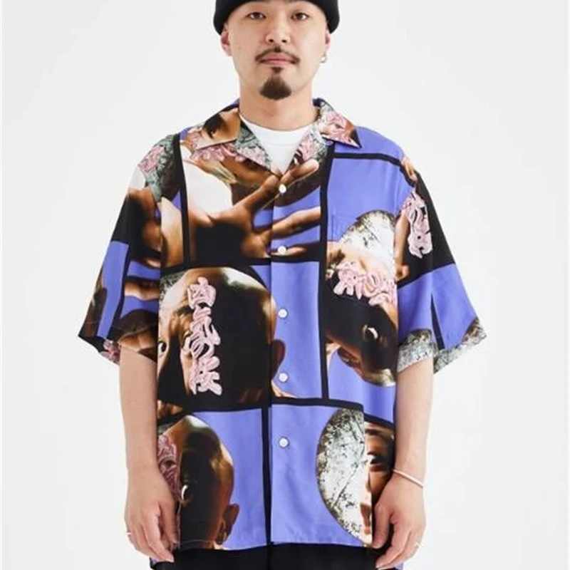 

WACKO 2022 Summer Ferocious Kazuka Yokosuka Ferocious Sakura Hawaiian Shirt Loose Short Sleeve Shirt S-XL
