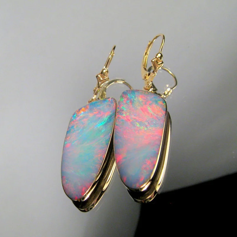 серьги женские 2021 тренд кольца винтаж Женские с опалом ювелирные изделия