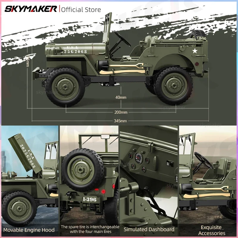 Фото JJRC C8815 1/10 Rc Car 1941 MB Scaler Willys Jeep 2,4g 4wd RTR Crawler, скалолазание, военный Радиоуправляемый грузовик, внедорожник №2