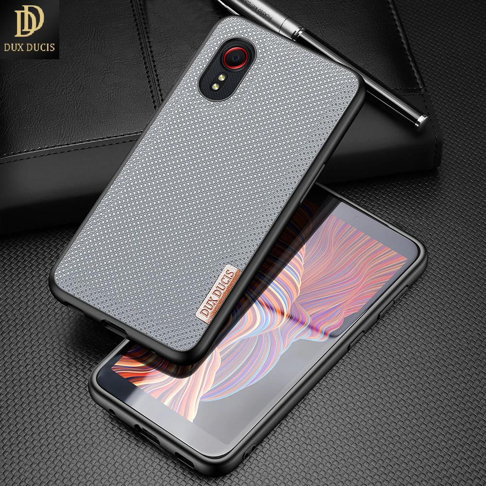 

For Samsung Galaxy Xcover 5 Luxury Woven Fabric Back Case Top Protecting Case Support Wireless Charging DUX DUCIS Fino Series
