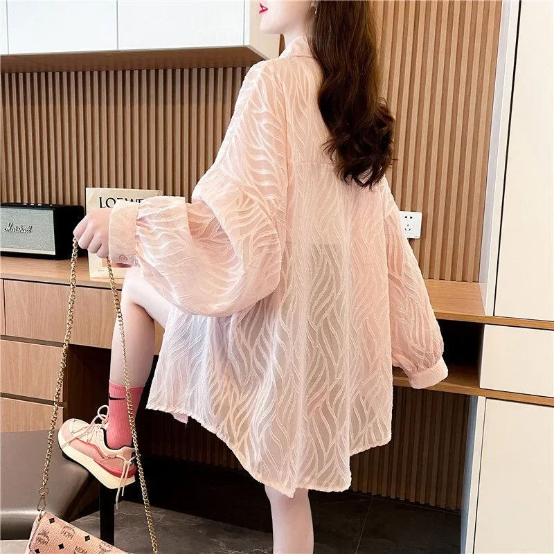 Новая женская Солнцезащитная одежда летняя блузка большого размера Свободный