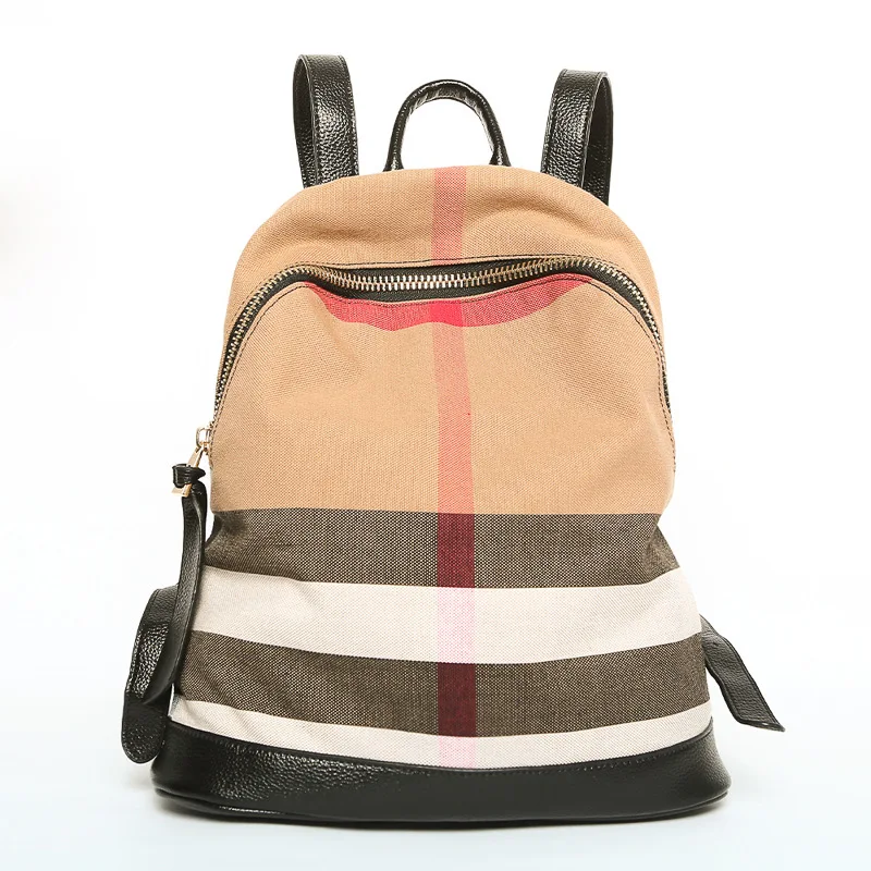 

Backpack Purse for Women 2022 New Fashionable Canvas Women's Bag Plaid Hit Color Leisure Backpack Travel Outdoor Backpacks