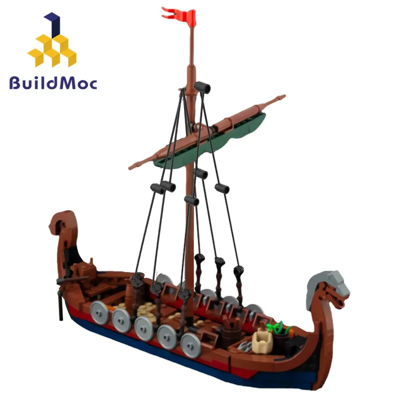 

Buildmoc Creative Ideas Víkingar Pirate Boat Ship 463PCS MOC Set Building Blocks Kits Toys for Children Kids Gifts Toy Bricks