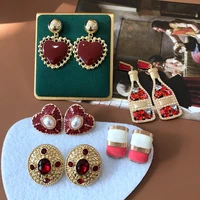 heart stud earrings geometric enamel jewelry for women modern accessories