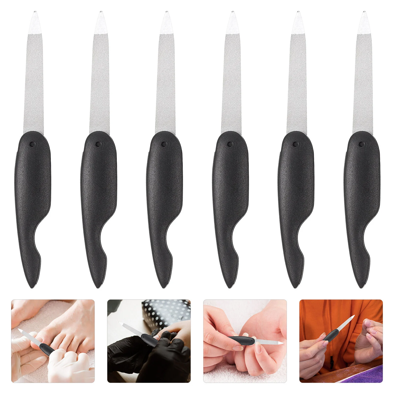 

6 Pcs The Bird Folding Nail File Tools Metal Fingernails Polishing Shaping Files Abs Strips