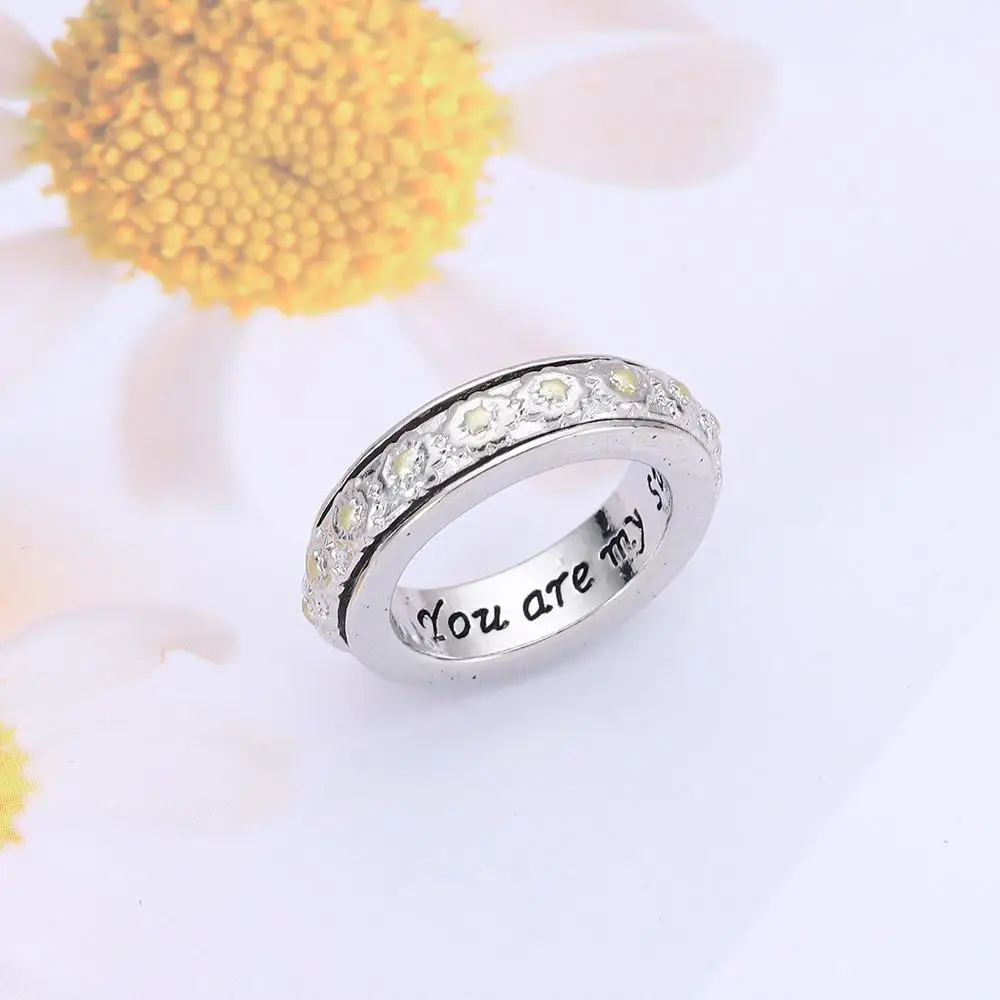 Фото Кольца для беспокойства Sweet Daisy для женщин и девочек, антистрессовое кольцо-спиннер, вращающееся кольцо с цветком, облегчение тревоги, винтажные ювелирные изделия №5