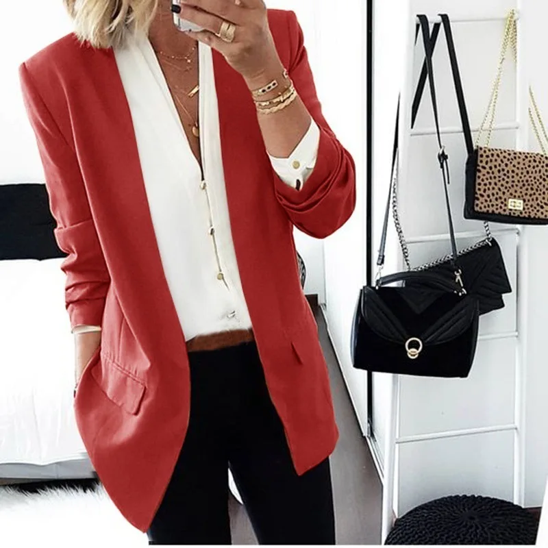 2023 Autumn and Winter New Hot Sale Slim Solid Color Fashion All-match Small Suit Jacket Women Clothing