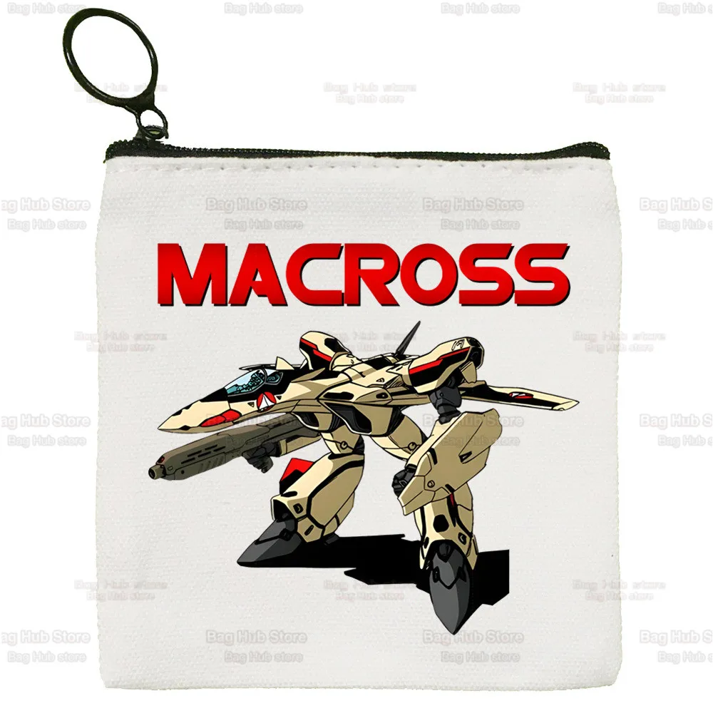 Macross Anime Canvas Coin Purse Coin Purse Collection Canvas Bag Small Wallet Zipper Key Bag Hand Gift