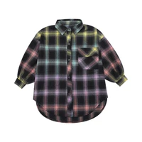 plaid shirts teen girls blouses and tops long sleeve female casual print shirts loose cotton checked girls outwear spring 2022
