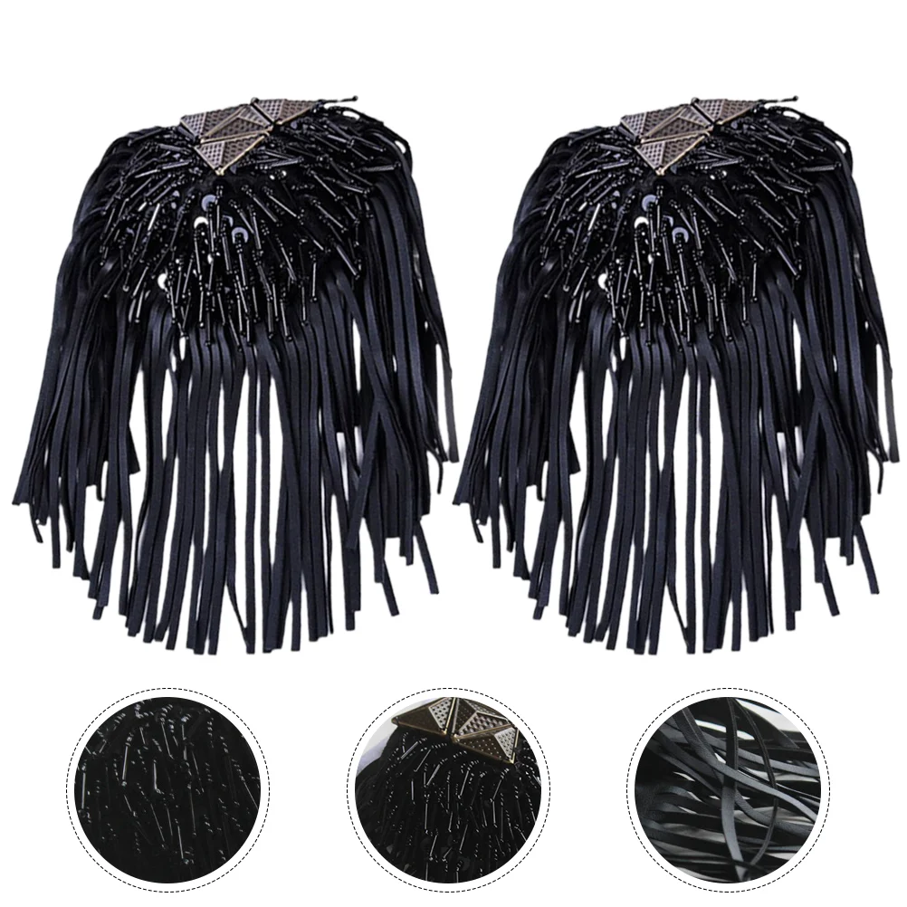 

2 Pcs Lady Parts Brooch Pin Metal Shoulder Epaulette Blazer Jackets Men Black Epaulets Mens Pu Tassel Strap