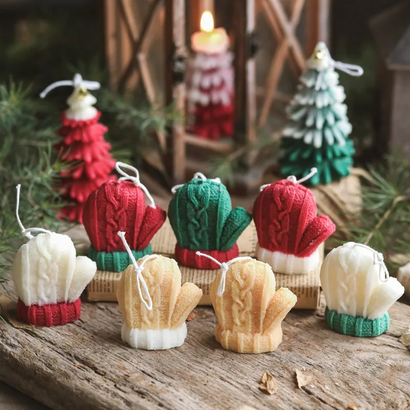 

Christmas Woolen Gloves Candle Mold DIY Handmade Soap Gypsum Clay Resin Crafts Silicone Mould Home Decoration Ornaments