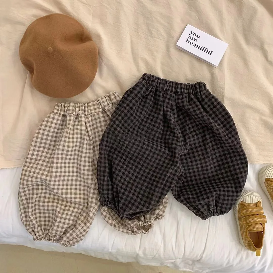 

2022 Autumn New Baby Loose Plaid Pants Cotton Children Casual Pants Baby Trousers Infant Harem Pants Boy Girl Clothes