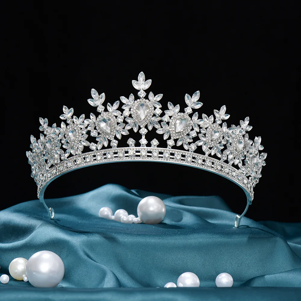 New Bling Wedding Crown Diadem Tiara With Zirconia Crystal Elegant Woman Tiaras and Crowns For Pageant Party