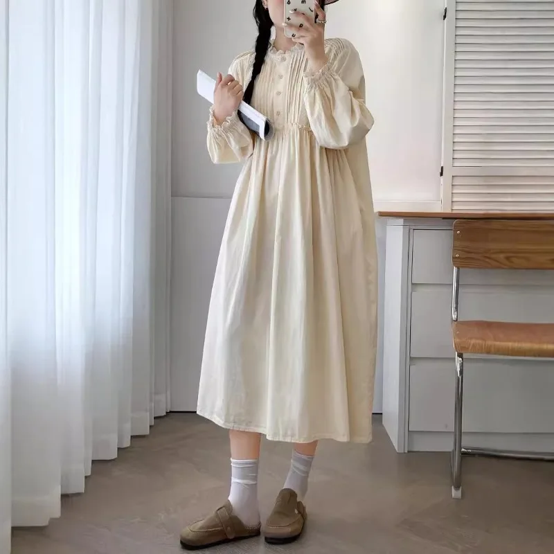 Милое винтажное хлопковое плиссированное платье в японском стиле девушки Мори с