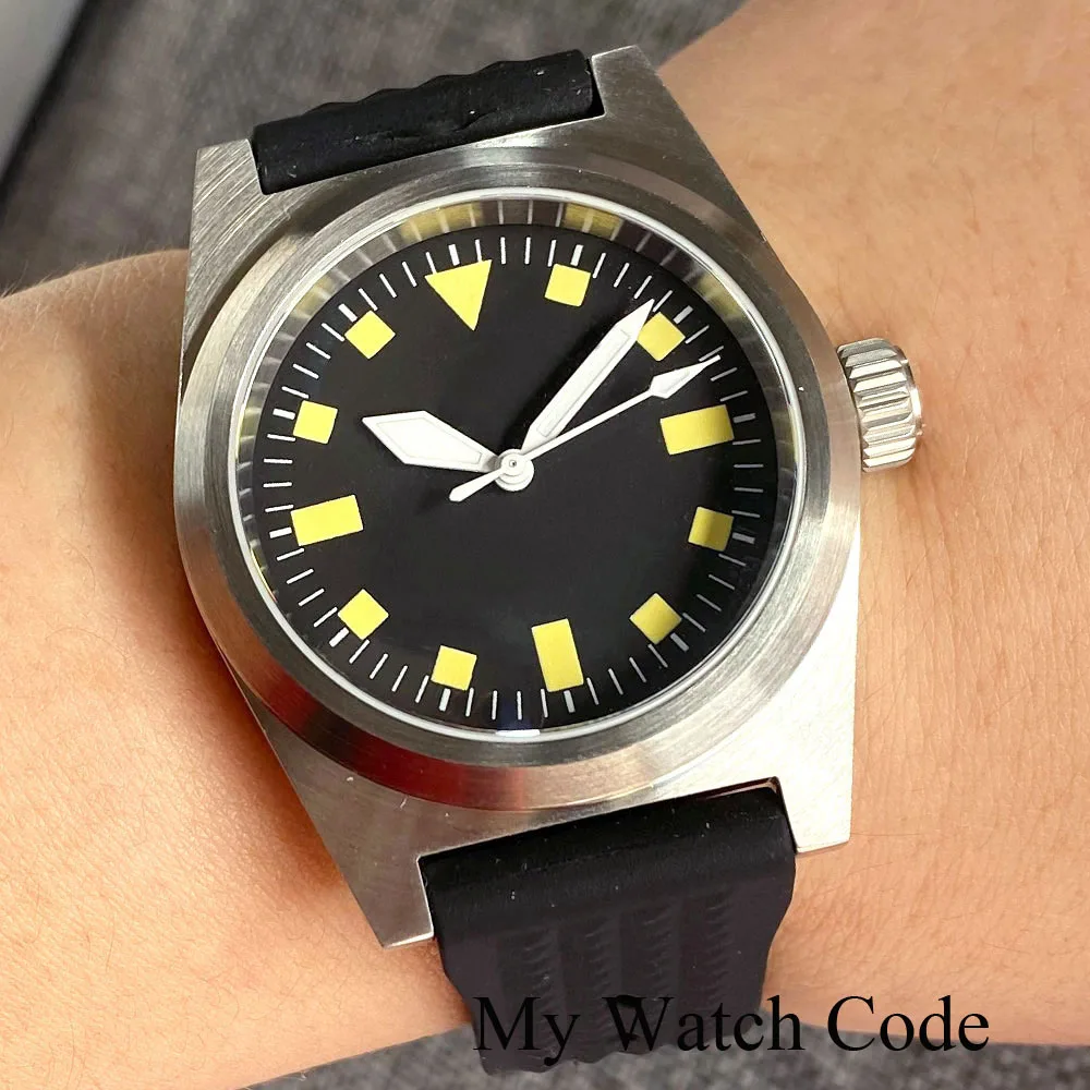 Enlarge Tandorio Diving 38mm 62mas NH35A Automatic Men Watch Yellow Markers Pilot Watches AR Domed Sapphire White Hand 20Bar Luminous