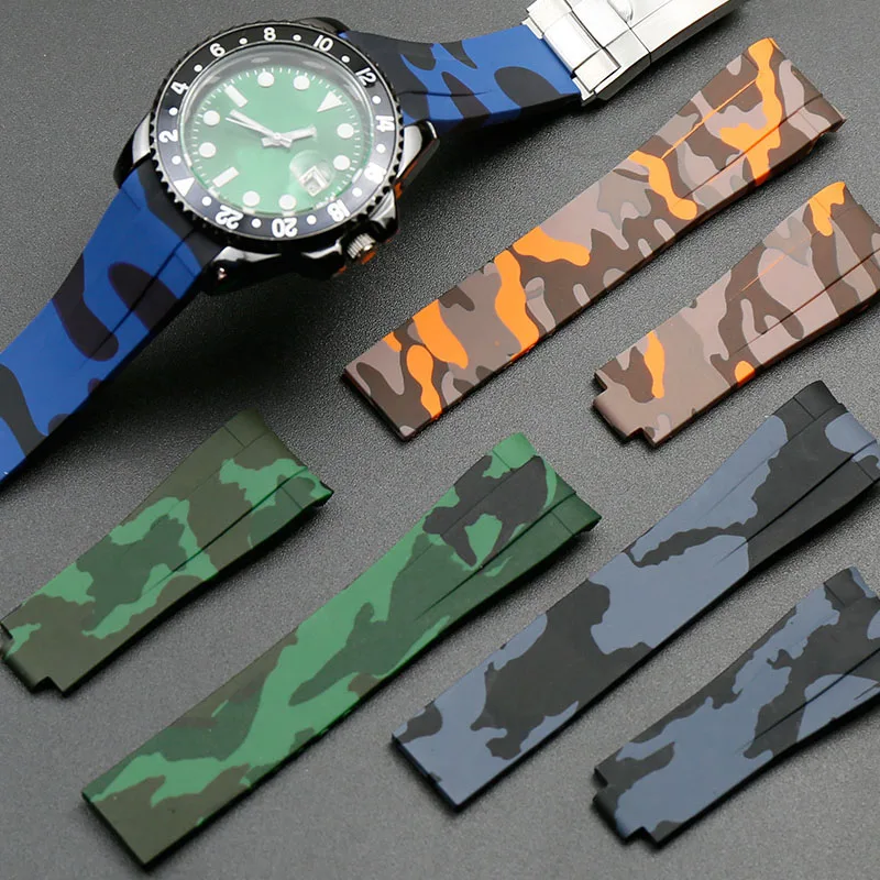 

Ремешок для часов Rolex SUBMARINER DEEPSEA GMT OYSTERFLEX, камуфляжная силиконовая резина, металлическая складная пряжка