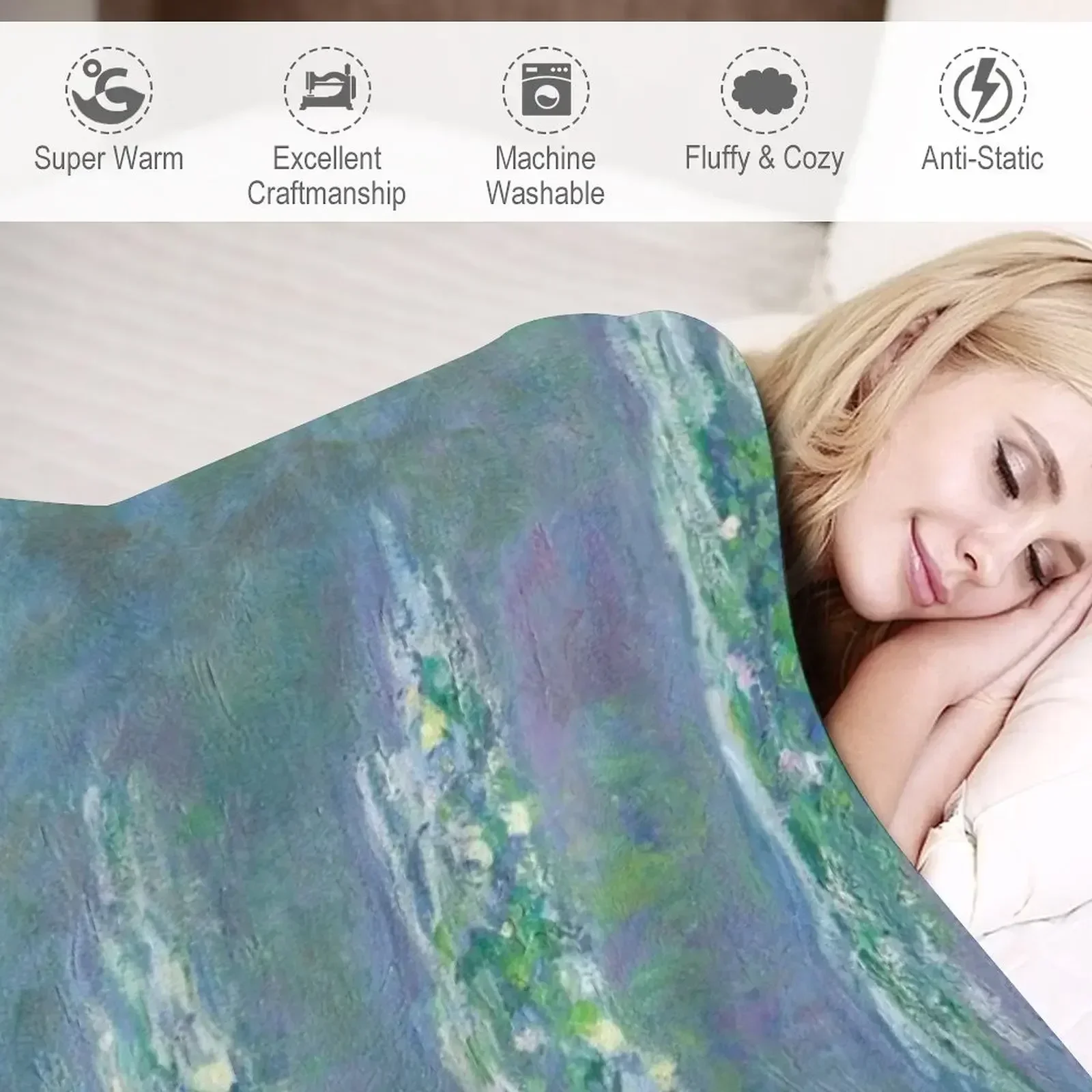 Водные лилии (1840–1926) от Claude Monet пледы одеяла для кровати дивана ворса