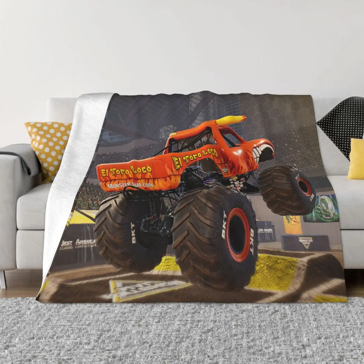 

Monster Jam Blanket Coral Fleece Plush Printed Cartoon Monster Truck Portable Soft Throw Blankets for Bed Office Bedspread