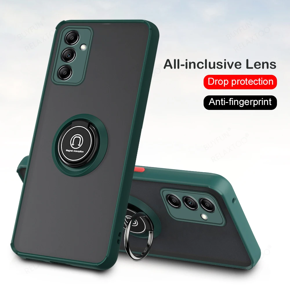 Жесткий матовый ударопрочный бронированный чехол для Samsung Galaxy A14 5G, чехол с магнитным кольцом, защитный чехол Sumsung Gelaxi A14 A 14 2023
