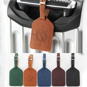PU Leather Luggage Tag Suitcase Luggage Label Baggage Boarding Bag Tag Portable Name ID Address Hold