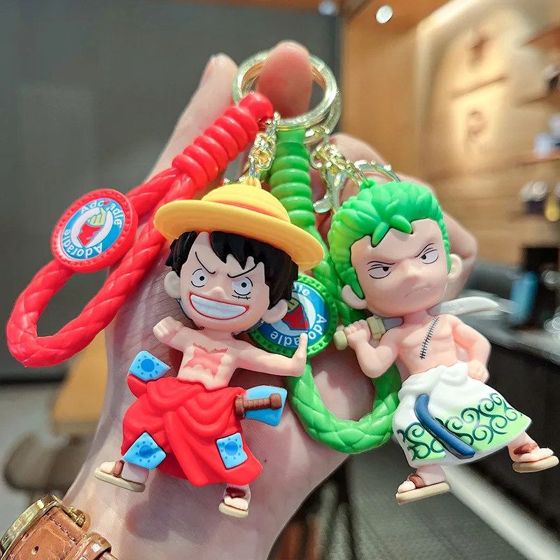 

Anime One Piece Keychain Accessories Anime Figure Roronoa Zoro Luffy Keyring Pvc Action Collection Model Toys Kids Birthday Gift
